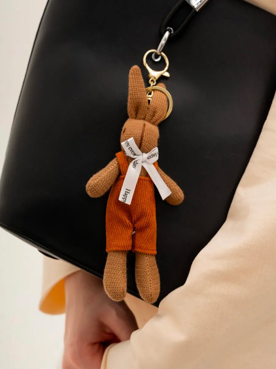 Bijou de Sac Lapin Côtelé Piana - Noeud Ruban & Finition Dorée - Cadeau Douceur