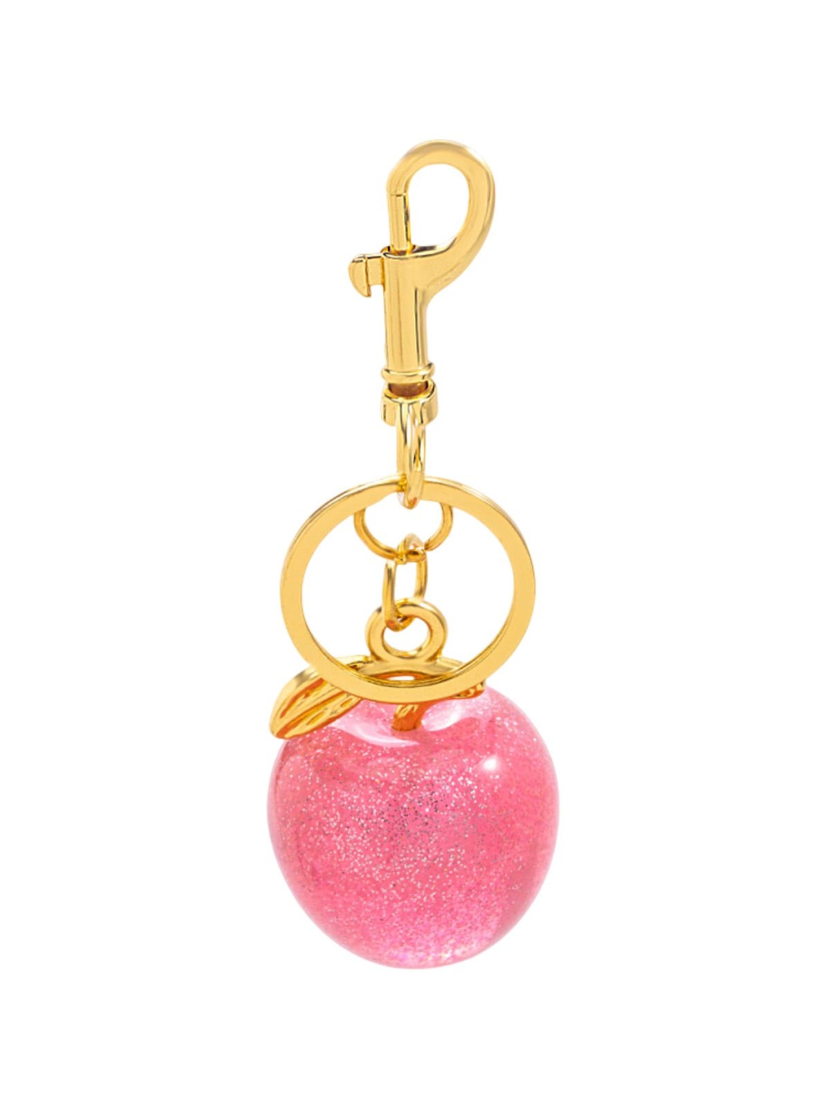 Bijou de Sac Pomme Pailletée Adèle - Résine Brillante & Feuille Dorée - Accessoire Chic