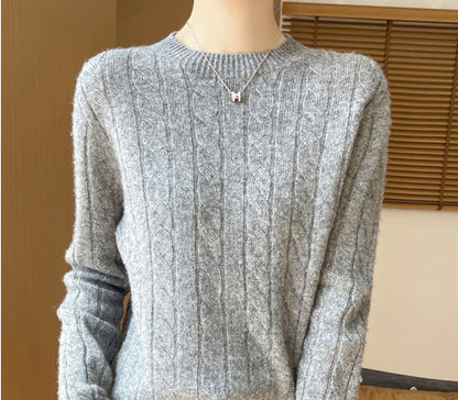 Twist Round Neck Thickened Woolen Pullover Base Sweater