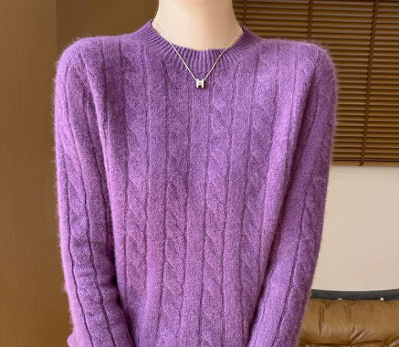 Twist Round Neck Thickened Woolen Pullover Base Sweater