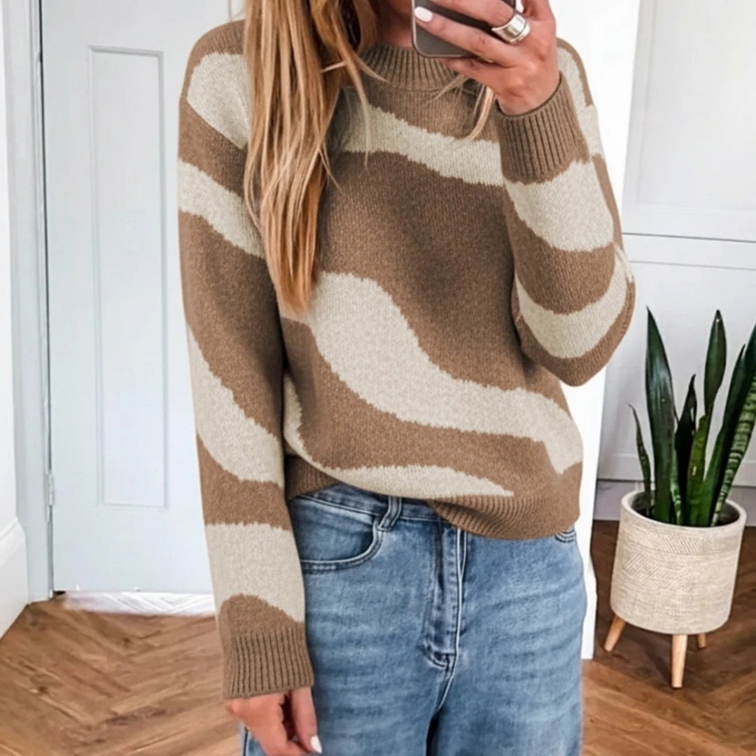 Women's Casual Loose Retro Knitted Striped Sweater
