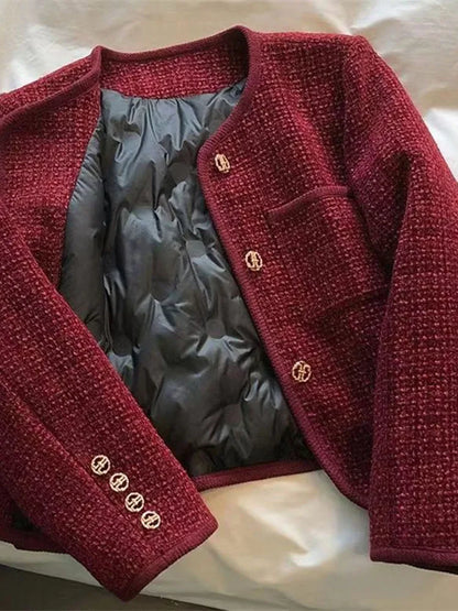 La Veste Tweed "Ruby" - Rouge Grenat Doublé