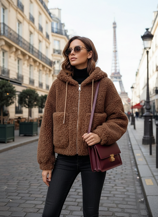 Le Blouson Teddy "Chloé" - À Capuche