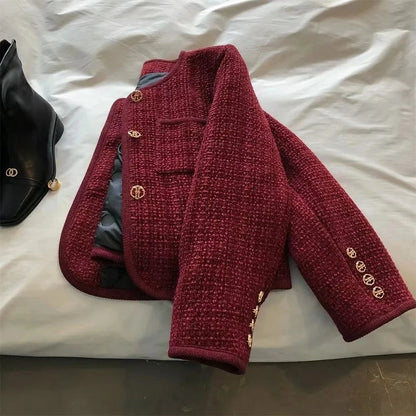 La Veste Tweed "Ruby" - Rouge Grenat Doublé