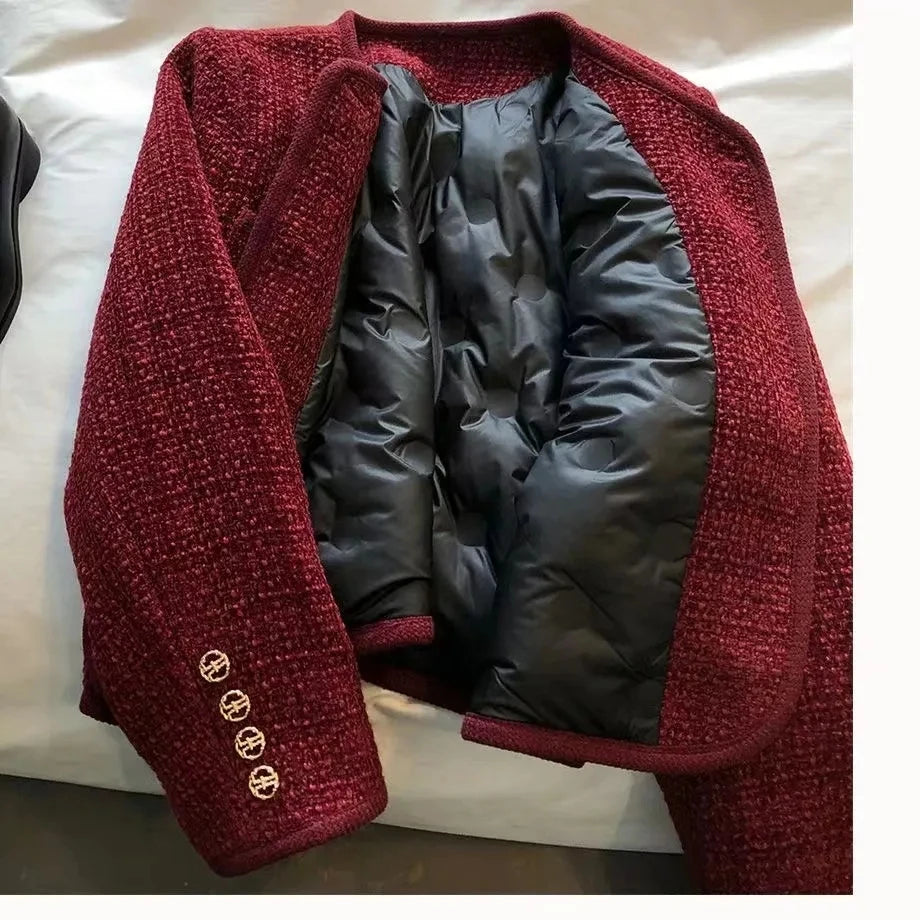 La Veste Tweed "Ruby" - Rouge Grenat Doublé