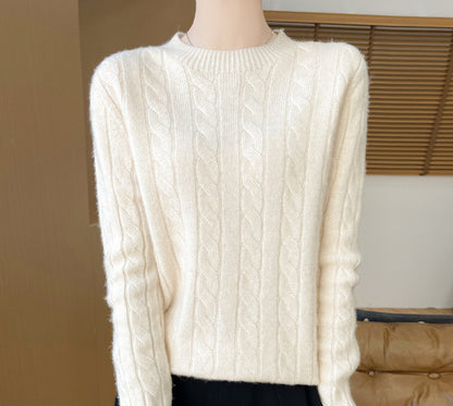 Twist Round Neck Thickened Woolen Pullover Base Sweater