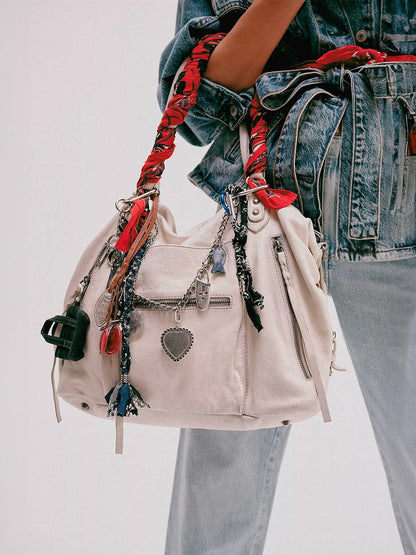 Bijou de Sac Bandana Magelin - Franges & Perles Métalliques - Style Bohème Urbain