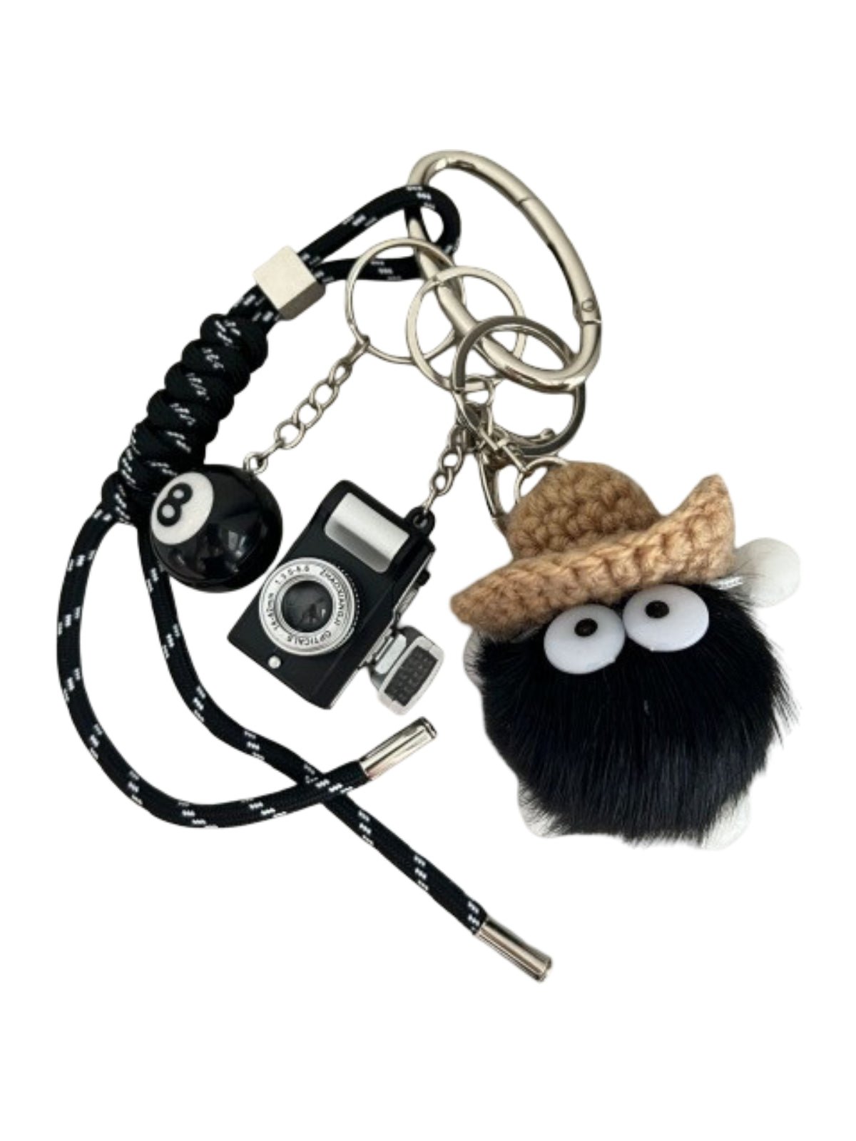 Bijou de Sac Peluche Labu - Mini Caméra & Chapeau Crochet - Style Urbain Décalé