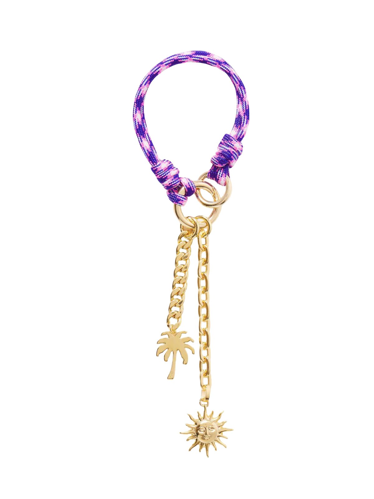 Bijou de Sac Soleil & Palmier Alma - Cordon Tissé Violet - Accessoire Évasion Chic