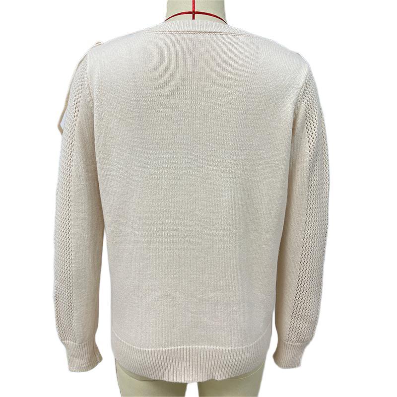 Women's Fringe Tassel Sweater - Casual Long Sleeve Crewneck Knit Pullover For Fall