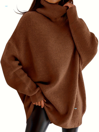 Women's Cozy Oversized Turtleneck Sweater Batwing Chunky