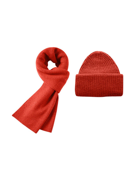 Ensemble Bonnet & Écharpe Laine Lorion - Maille Épaisse Côtelée - Élégance Hivernale