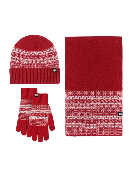 Ensemble Hiver Plastie - Motif Nordique & Douceur Polaire - Bonnet Écharpe Gants