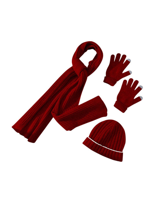 Ensemble Hiver en Pure Laine Naeko - Bonnet Côtelé & Gants Tactiles - Idéal Grand Froid