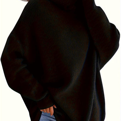 Women's Cozy Oversized Turtleneck Sweater Batwing Chunky