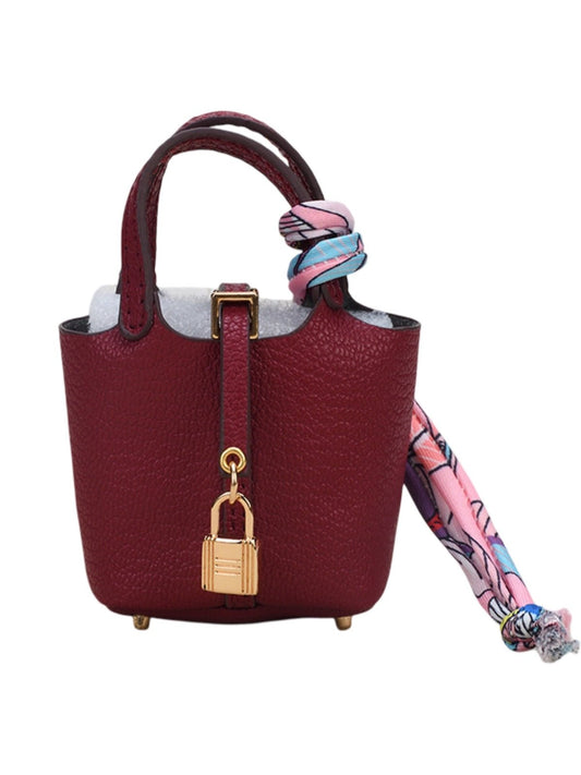 Bijou de Sac Mini Cabas Trésor - Cuir Grainé & Cadenas - Accessoire Style Luxe