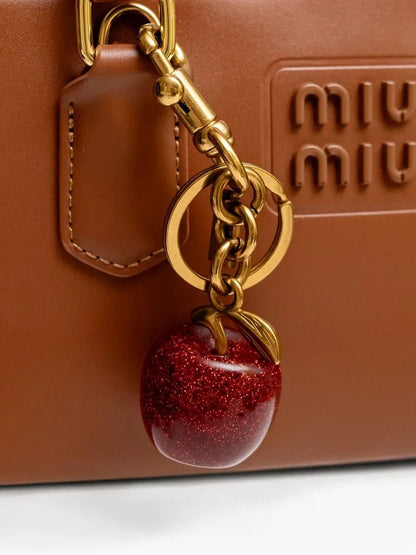 Bijou de Sac Pomme Pailletée Adèle - Résine Brillante & Feuille Dorée - Accessoire Chic