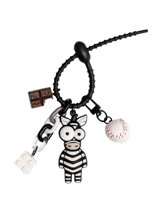 Bijou de Sac Zèbre Cartoon Zéla - Breloques Chocolat & Lego - Accessoire Rigolo